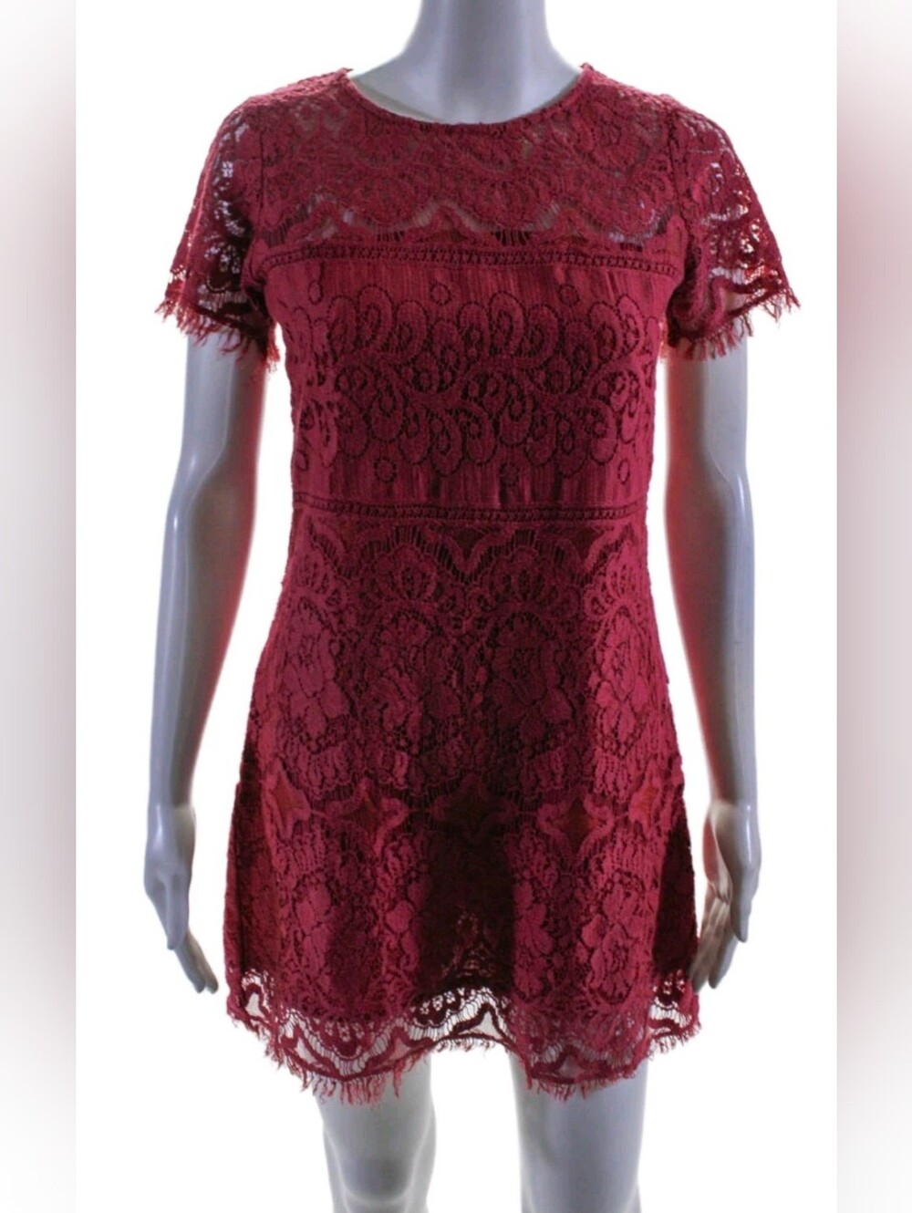 Free People Size 0 Eyelash Lace A-line Short Sleeve Mini Dress
